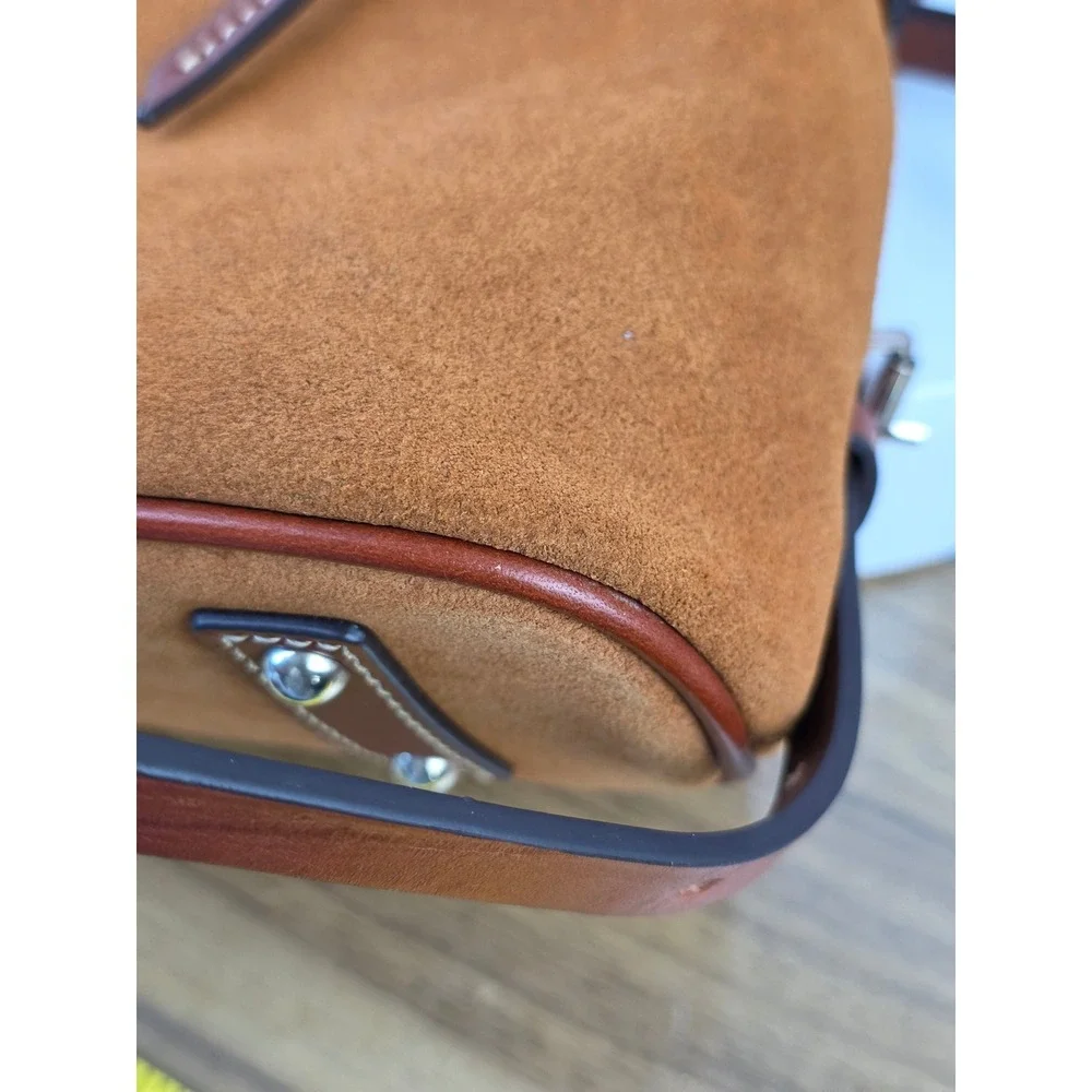 Dooney & Bourke Honey Suede Leather Small Backpack Brown Gold Zip Bag